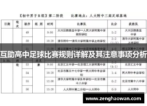 互助高中足球比赛规则详解及其注意事项分析